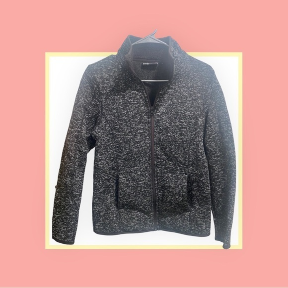 Swiss Tech Zip Up fleece lined jacket womens M (8-10) Black And‎ Gray